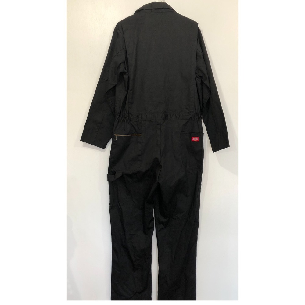 Dickies Black Coverall Jumpsuit Workwear Gold Zipper Front Black L-Tall - Picture 3 of 16